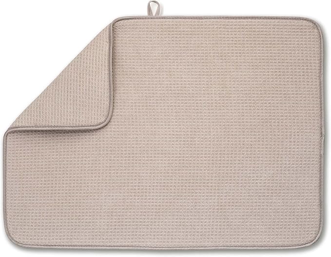 Bellemain XL Dish Mat 24" x 17" ( LARGEST MAT ) Microfiber Dish Drying Mat , Super absorbent ( Ivory )