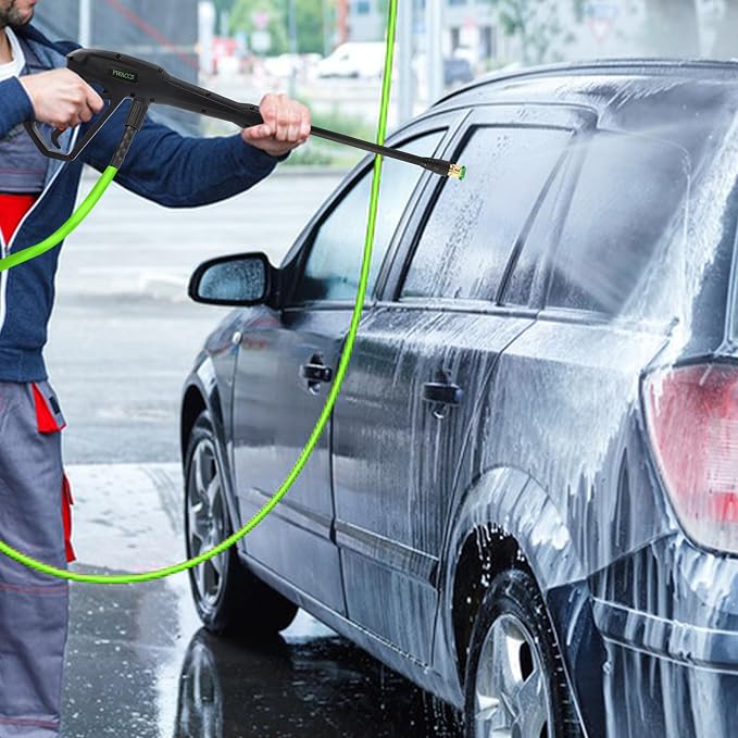 PWACCS Pressure Washer Hose and Gun, 50 FT Power Washer Hose Wand Kit | Pressure Wash Extension Wand, 5 Nozzle Tips, M22-14 Fitting, Compatible with Ryobi, Green Works & Karcher