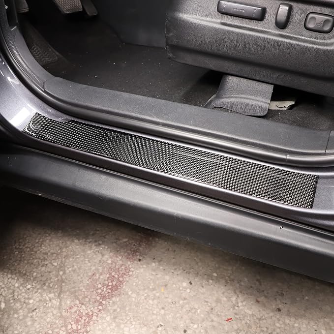 Car Door Sill Scuff Plate Trim Panel, Car Door Entry Guards, Threshold Strip, Door Sill Guard for Honda Pilot 2016-2022, Carbon Fiber (External Door Sill Sticker)
