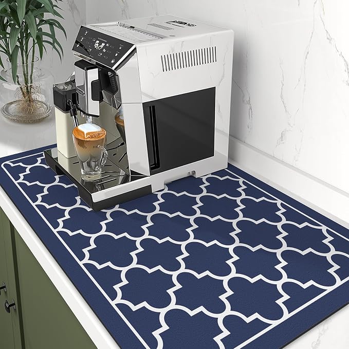 WISELIFE Dish Drying Mat Super Absorbent Drying Mat Large Dish Drying Mats for Kitchen Counter Easy Clean Dish Mat Kitchen Drying Mat16"x 24" Stylish Blue