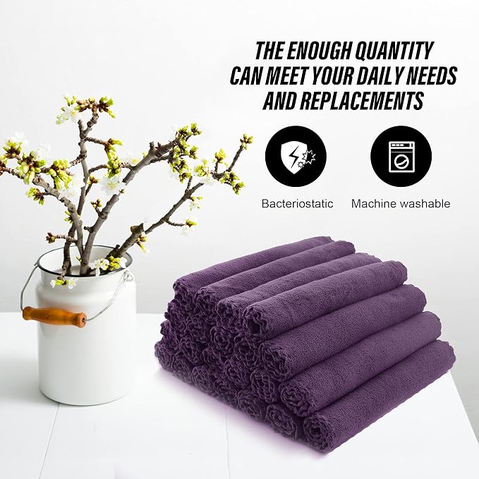 MOONQUEEN Ultra Soft Premium Washcloths Set - 12 x 12 inches - 72 Pack - Quick Drying - Highly Absorbent Coral Velvet Bathroom Wash Clothes (Plum)
