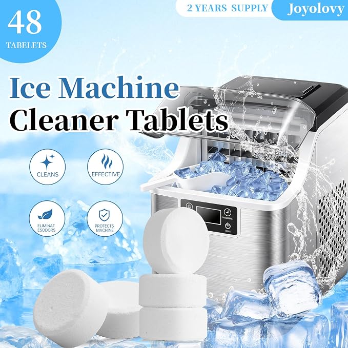 Ice Machine Cleaner Tablets Descaler, 48 Pack Ice Maker Cleaner, Nickel Safe Scale for Countertop Portable Nugget Ice Makers Cleaning, Remove Hard Water Buildup, Odor-Free