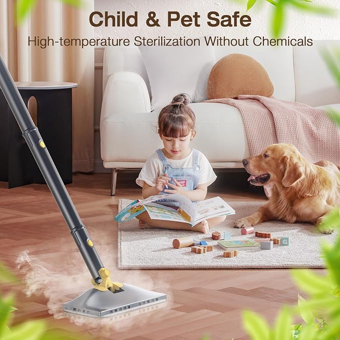 10-in-1 Steam Cleaner, Detachable Handheld Steam Mop for Multi-Surface | Quick 10s Heat, 350ml Water Tank and 2-Level Steamer for Cleaning Floor, Window, Carpet, BBQ Grill, Tile, Sofa, Car and Grout