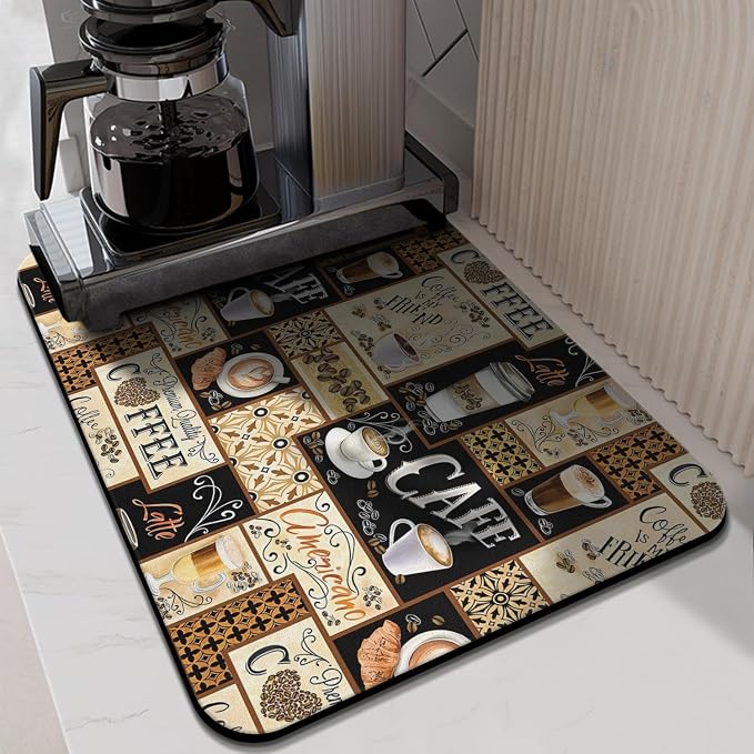 Silicone Flower Dish Drying Mats for Countertop - Super Absorbent Anti-Slip - 24x18in - Perfect Fit for Coffee Maker, Espresso Machine - Decor Gift