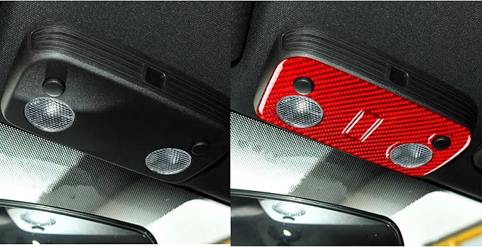 Red Real Carbon Fiber Trim for Ford Mustang Accessories | for GT Shelby 2005 2006 2007 2008 2009 Roof Reading Lamp Light Interior Thick Overlay Decal 2PCs