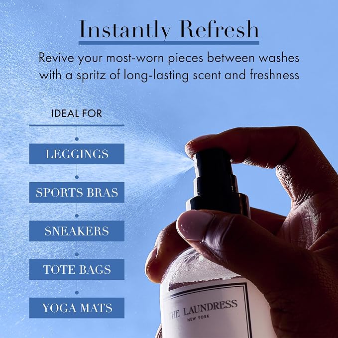 The Laundress Activewear Fabric Refresher Spray, Marine Fragrance, 8 oz | Odor Freshener for Performance Gear, Towels, Tote Bags, Sneakers & Yoga Mats, 48 Hours* of Bright, Energetic Fragrance