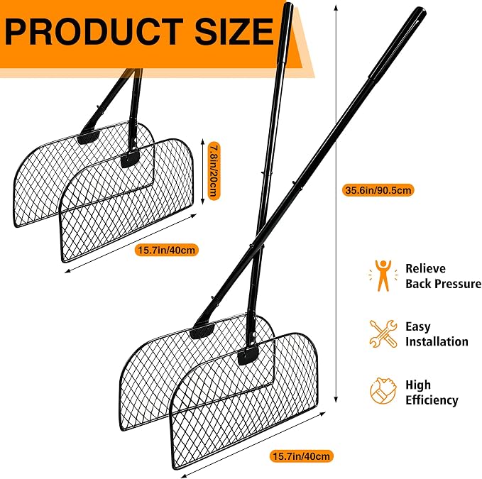 Leaf Grabber Rake with Long Handle，Leaf Picker Upper Grass Collector，Lightweight Metal Leaves Rakes， Efficient and Labor-Saving Yard Rake Leaf Grabber No Bending Over