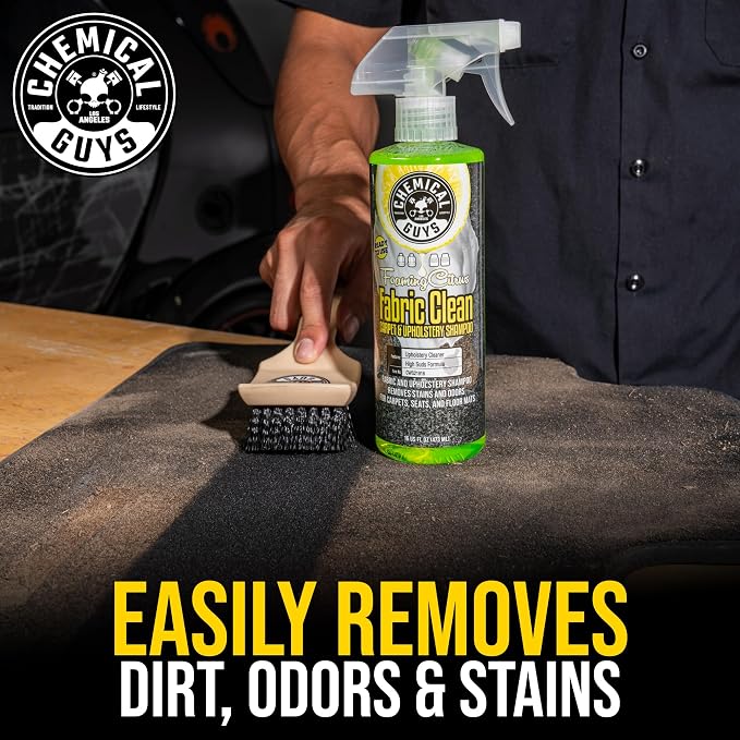 Chemical Guys, Citrus Fabric & Carpet Cleaner, Ready-to-Use Spray, 16 oz | Ready-to-use foaming spray lifts stains and odors from car seats, carpet and floor mats, safe on most fabrics