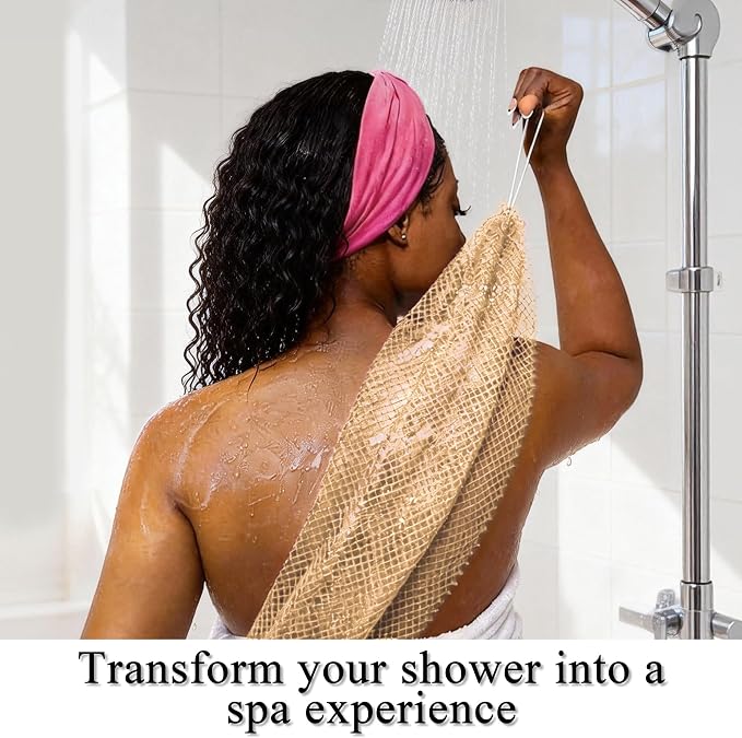 SubSahara Authentic African Net Sponge - 2 Pack Exfoliating Bath & Shower Loofah Sponge for Body & Face, Gentle Scrubber for All Skin Types, Travel, Durable