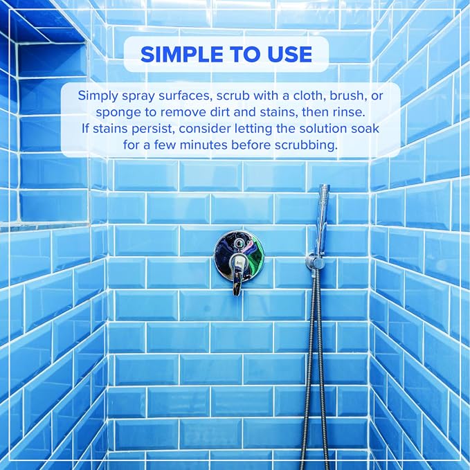 Tillbrook Fiberglass Shower Cleaner - 32 oz Fiberglass Cleaner for Bathtubs, Showers, Tile, Faucets & Bathrooms - Helps Remove Stains from Rust, Soap Scum & Hard Water - Streak-free, Non-Toxic Spray
