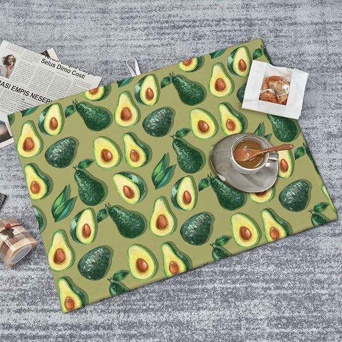Green Avocado Dish Drying Mat For Kitchen Counter, Super Absorbent Microfiber Dish Drying Pad, Kitchen Gadgets For Easy Clean Multi-Use Large 18"x24"