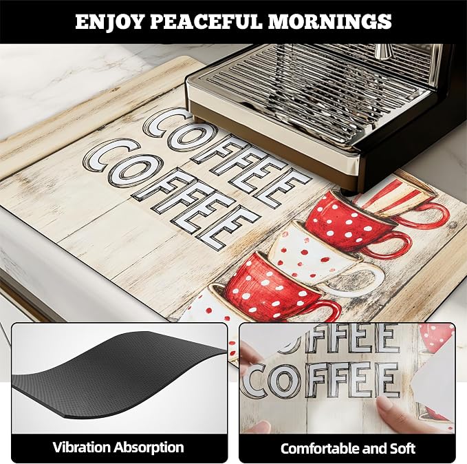 Dish Drying Mat Large Coffee Mat Absorbent Drying Mat for Kitchen Counter Coffee Bar Accessories 32"x 17", Vintage Wood Grain 1