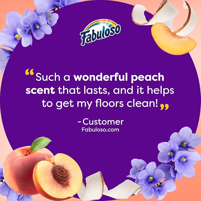 Fabuloso 2X Multi-Purpose Cleaner, No Rinse Floor Cleaner, Long-Lasting Freshness, Peach Scent, 56 fl oz