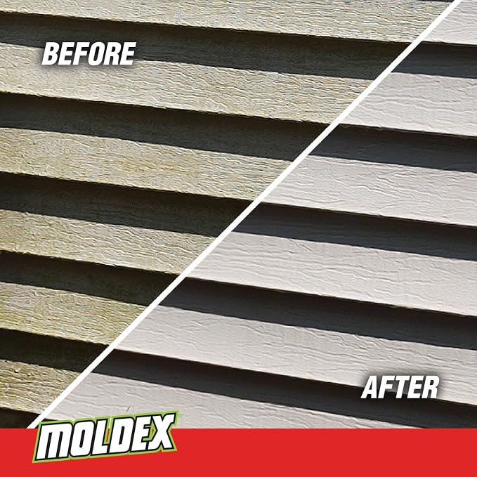 Moldex Concentrated Instant House Wash, 56 oz, Yellow | Removes stains caused by mold, mildew, algae, fungus and moss. No scrubbing. Cleans up to 4,000 sq ft