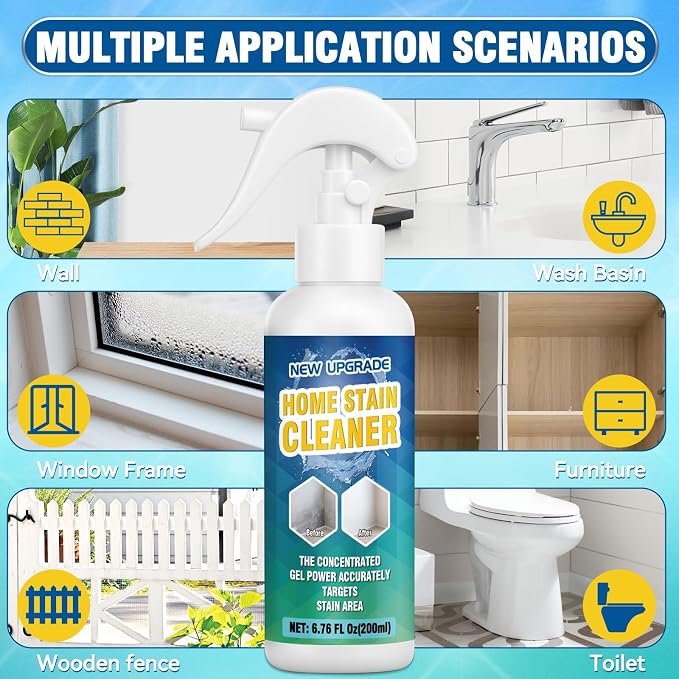 Powerful Mold Stain Cleaner, Multi-Surface Cleaning Spray for Walls, Tiles, Grout, Ceilings, Decks, Sinks, Brick and Washing Machines, Household Interior and Exterior Stain Remover, 6.76 FL Oz(200ml)