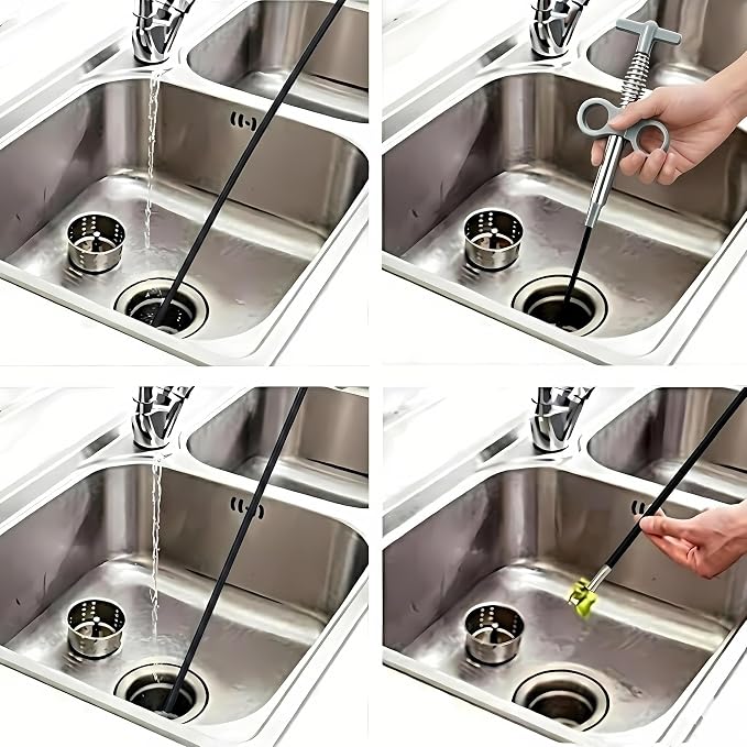 Drain Snake, Drain Clog Remover - Gutter Cleaning Tools Drain Cleaner for Toilet Sewer Shower Kitchen Bathroom Tub Clogged Drains Opener Cleaning Tool, Flexible Grabber Claw Pick Up Reacher (79 inch)
