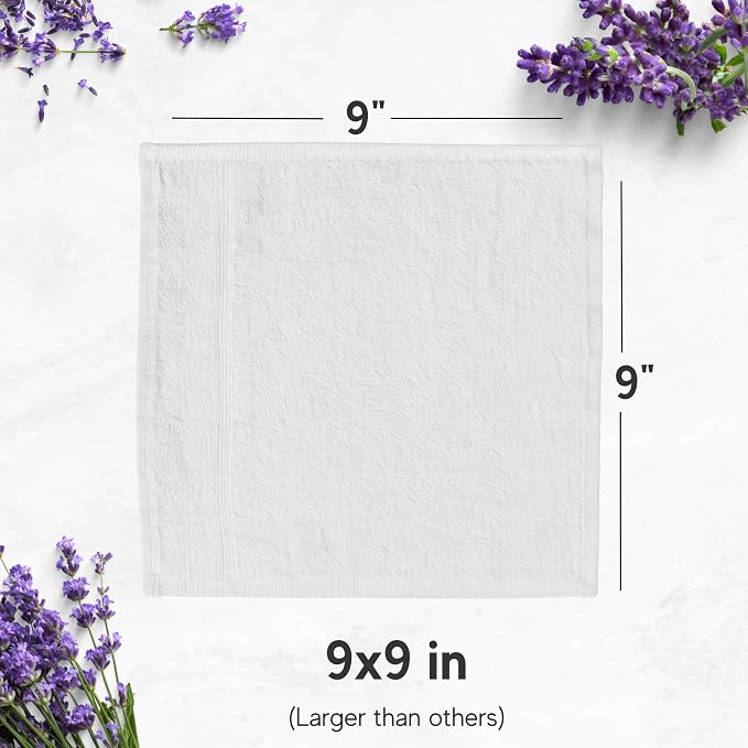60 Hot or Cold Wrapped Moist Towels – 9'' x 9" Moist Towelettes Individually Wrapped Scented Disposable Face & Hand – Pre-Moistened Hand Wipes Soft Refreshing for Travel, Spa, Restaurant - Lavender