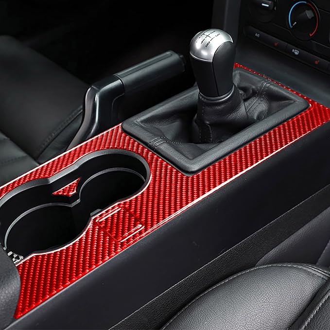 Red Real Carbon Fiber Trim for Ford Mustang Accessories | for GT Shelby 2005 2006 2007 2008 2009 Central Consoles Air Vent Wind Outlet Interior Thick Overlay Decal