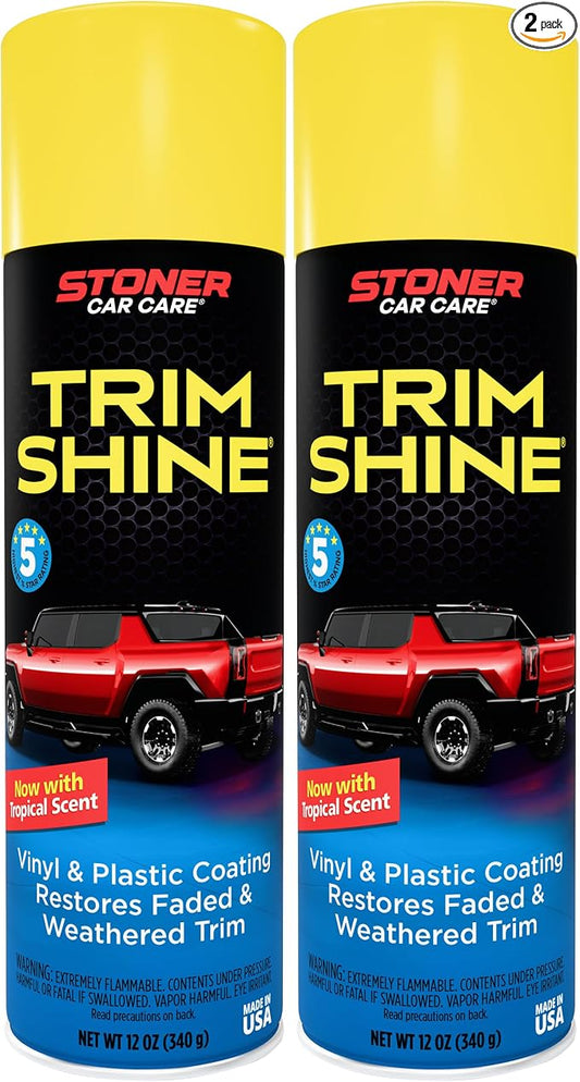 Stoner Car Care 91034-2PK Trim Shine – Black Trim and Plastic Restorer for Cars – Vinyl and Plastic Trim Protectant Coating for Interior and Exterior Use – Fast-Drying No Sling – 12 oz (Pack of 2)