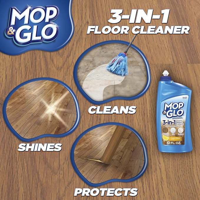 Mop & Glo Professional Multi-Surface Floor Cleaner, Fresh Citrus Scent, 64 Oz (Pack of 2)