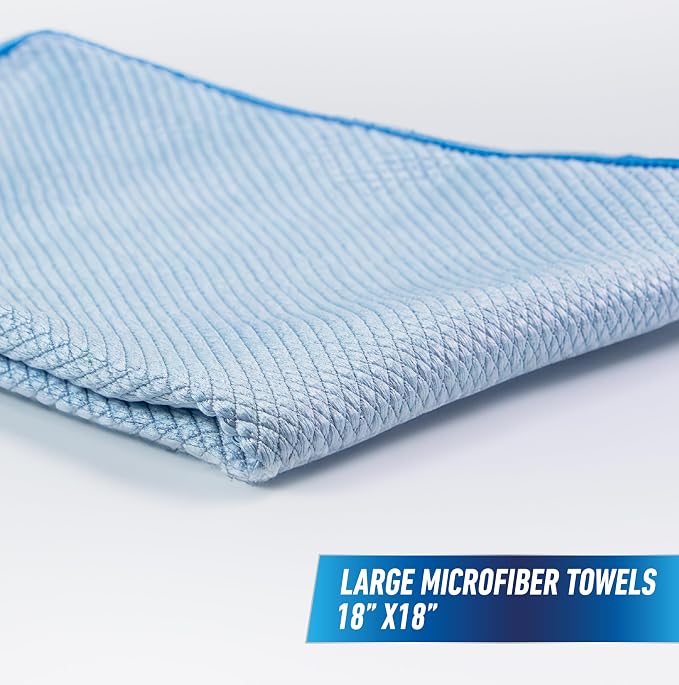 Unger Professional 18” x 18” Large Professional-Grade Microfiber Cloth Towels, 3 Pack, Multi-Purpose Wet and Dry Cleaning Cloths for Kitchen, Bath, Auto, Appliances, Car Supplies