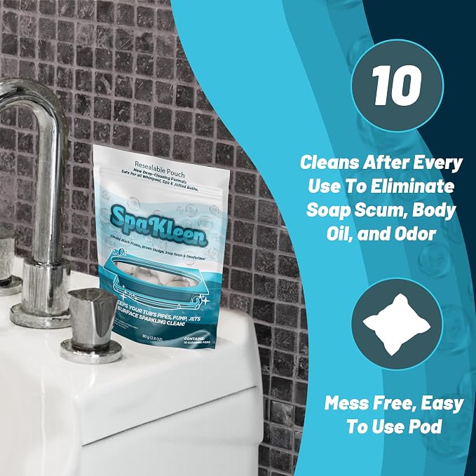 Jetted Tub Cleaner for Whirlpool and Jacuzzi, Unscented Septic Safe Powder, Removes Biofilm Buildup Sludge Soap Scum and Black Flakes, Fast 15-Minute Action, Made in USA