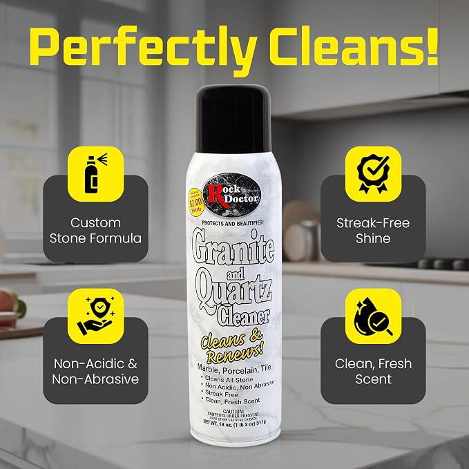Rock Doctor Granite Cleaner - Cleans& Renews Surfaces - (18 oz) Surface Cleaner Spray, Granite/Marble Countertop Cleaner, Cleaning Spray for Vanity, Table Top, Kitchen Counters, Stone Surfaces