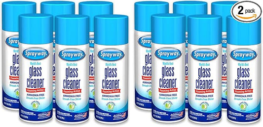 Sprayway Glass Cleaner Foaming Aerosol Spray, 15oz, Streakless, Fast-Acting | Cleans & Polishes Glass Surfaces | Fresh Scent, Removes Fingerprints, Dust, Dirt, Smoke Film,6 Count(Pack of 2)