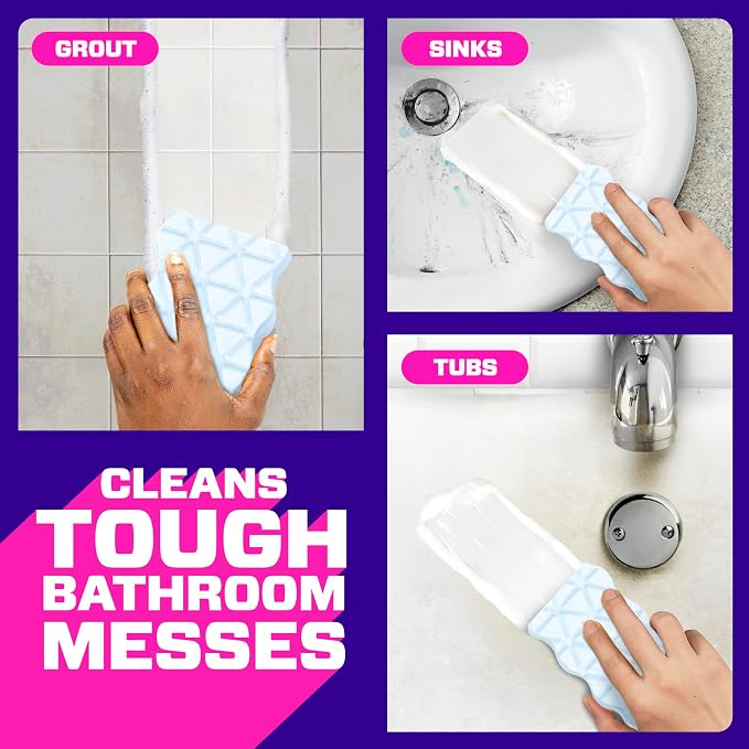 Mr. Clean Magic Eraser Sponge, Bathroom, Shower, Tub Cleaner, Soap Scum Remover, Bathroom Cleaning Supplies, Dawn Cleaning Power with Lavender Scent, Shower & Tub, 6ct