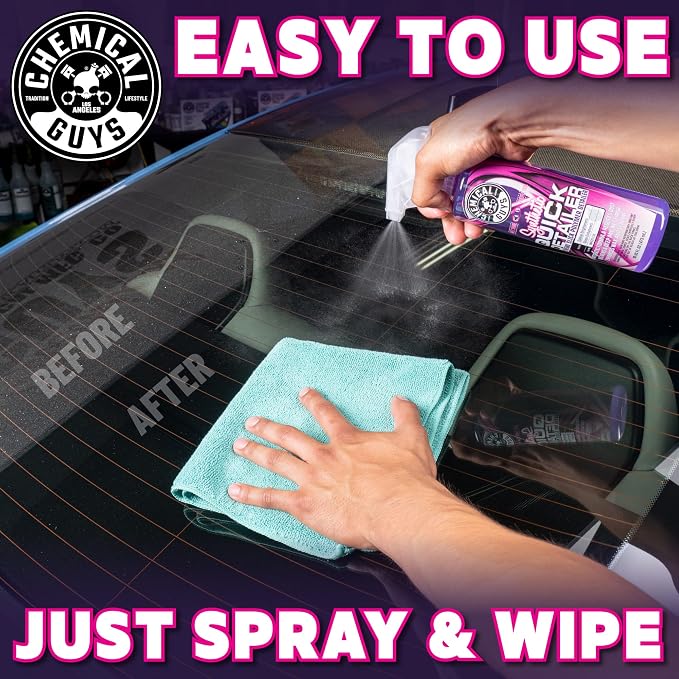 Chemical Guys, Synthetic Quick Detailer Spray, High Gloss & Slick, 16 oz | Spray-and-wipe detailer lifts dust, fingerprints and smudges while adding a streak-free synthetic-polymer gloss
