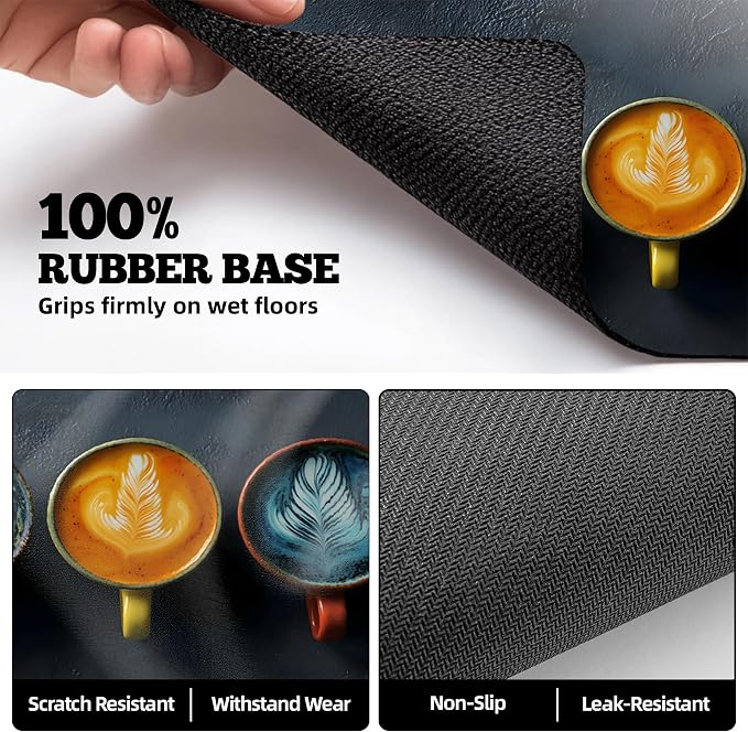 Dish Drying Mat Large Coffee Mat Absorbent Drying Mat for Kitchen Counter Coffee Bar Accessories 32"x 17", Colorful Flavored Coffee