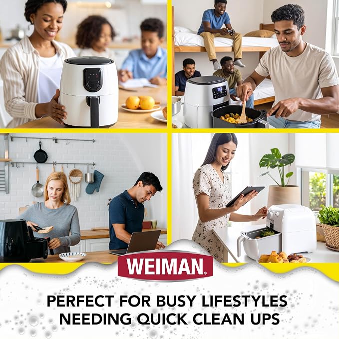 Weiman Foaming Air Fryer Cleaning Kit, Cleaner & Degreaser for Ceramic Baskets & Trays, Removes Grease, Grime, Oil & Baked-On Food, Includes Non-Abrasive Sponge, Fast-Acting, Residue-Free, 14 oz