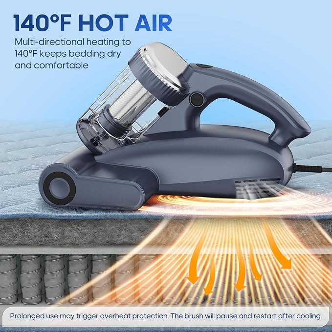 Belife M11 Mattress Vacuum Cleaner with UV & Hot Air for Deep Cleaning | 18Kpa 550W Bed Vacuum with HEPA Filter, Powerful Strong Suction Handheld Couch Cleaner for Sofa Pillows Dust Pet Hair, Corded