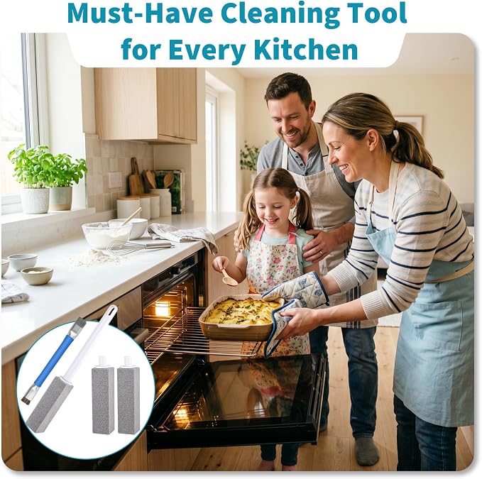 Pumice Cleaning Stone for Stove, Pumice Stone for Cleaning Oven with Oven Cleaner Brush, 3 Packs Pumice Stone for Grill, Stove Grates, Stone Top Cleaner Pumice Stones for Kitchen