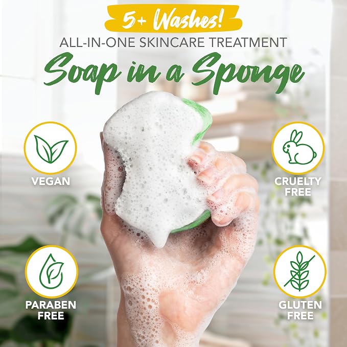 Spongeables Pedi Scrub Foot Exfoliating 5+ Wash Sponge, Citron Eucalyptus, 6 Count