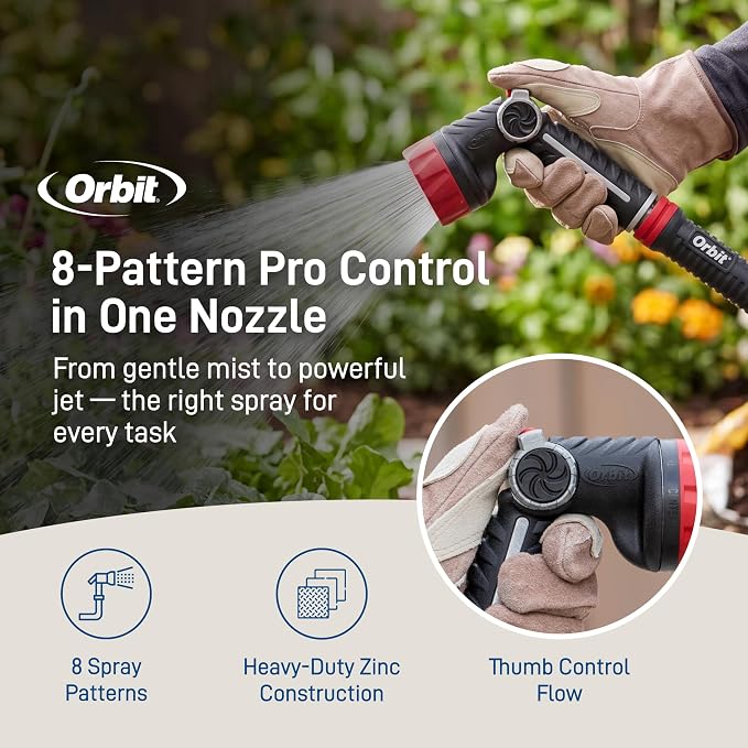 Orbit Pro Series 8-Pattern Thumb Control Hose Nozzle - 26812