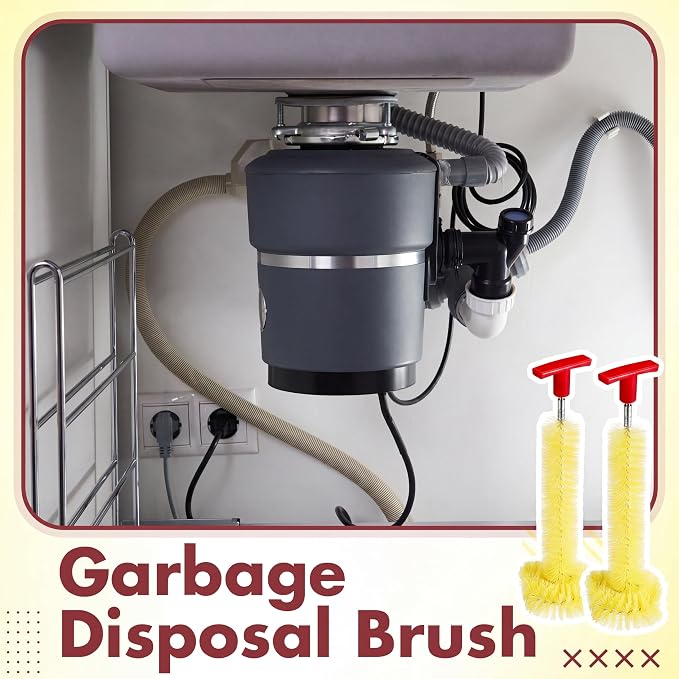 2 Pcs Garbage Disposal Cleaner Sink and Drain Brush Universal Garbage Disposal Cleaner 12'' Long Brush for Kitchen Waste Food (Yellow)