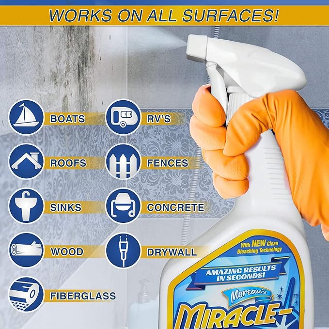 MiracleMist Instant Mold and Mildew Stain Remover 32 Oz. by Encore Coating | 2 Pack (64 Oz Spray)
