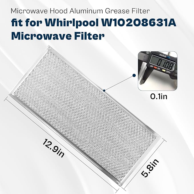 Microwave Grease Filter 13x6 fit for Maytag-Whirlpool-Kitchen Aid Microwave Filter Replacement Kitchen Hood Vent Filter 6x13 fit for Amana Microwave Filter Replacement W10208631A 2 Pack prime&swift | Microwave Filter Replacement Kitchen Hood Vent Filte...