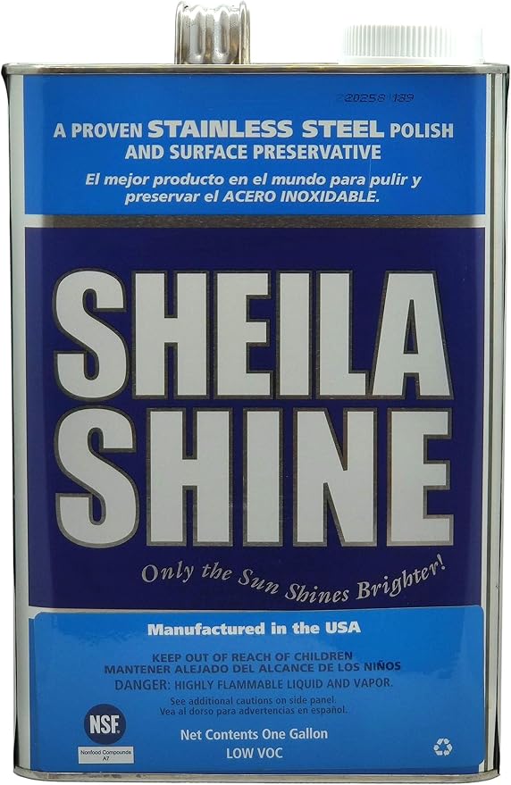 Sheila Shine 1 Gal. Can Low Voc Stainless Steel Cleaner and Polish, Protects Household Kitchen Surfaces, Removes Grease, Fingerprint & Watermarks, Stainless Steel Cleaner for Appliances, Fridge & Oven