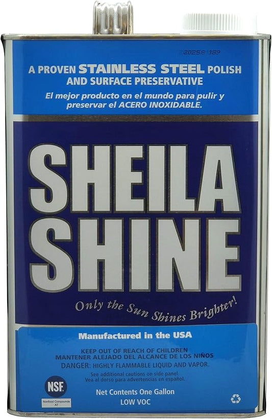 Sheila Shine 1 Gal. Can Low Voc Stainless Steel Cleaner and Polish, Protects Household Kitchen Surfaces, Removes Grease, Fingerprint & Watermarks, Stainless Steel Cleaner for Appliances, Fridge & Oven