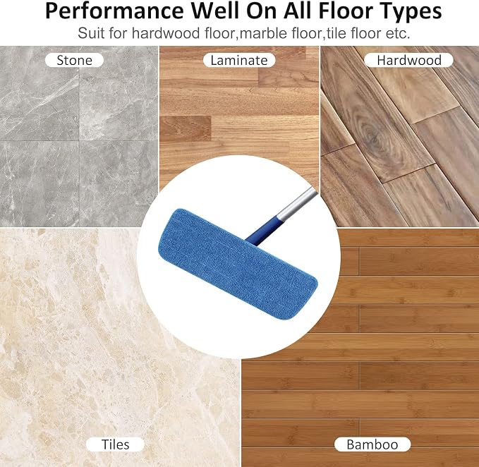 3 Pack Microfiber Mop Pads Replacement for Wet/Dry Mops Floor Cleaning Reusable Mopping Pads Refills for Spray Mops Compatible with Bona Floors Care System and Any Microfiber Flat Spray Mop