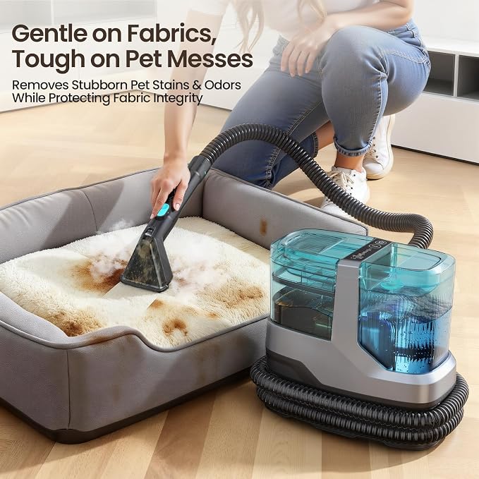 Portable Steam Carpet Cleaner, 203°F High Temp Steam & 18,000Pa Suction, Deep Stain & Odor Removal, Spot Cleaner for Pets, Kids, Home Upholstery, Stairs & Car Detailing