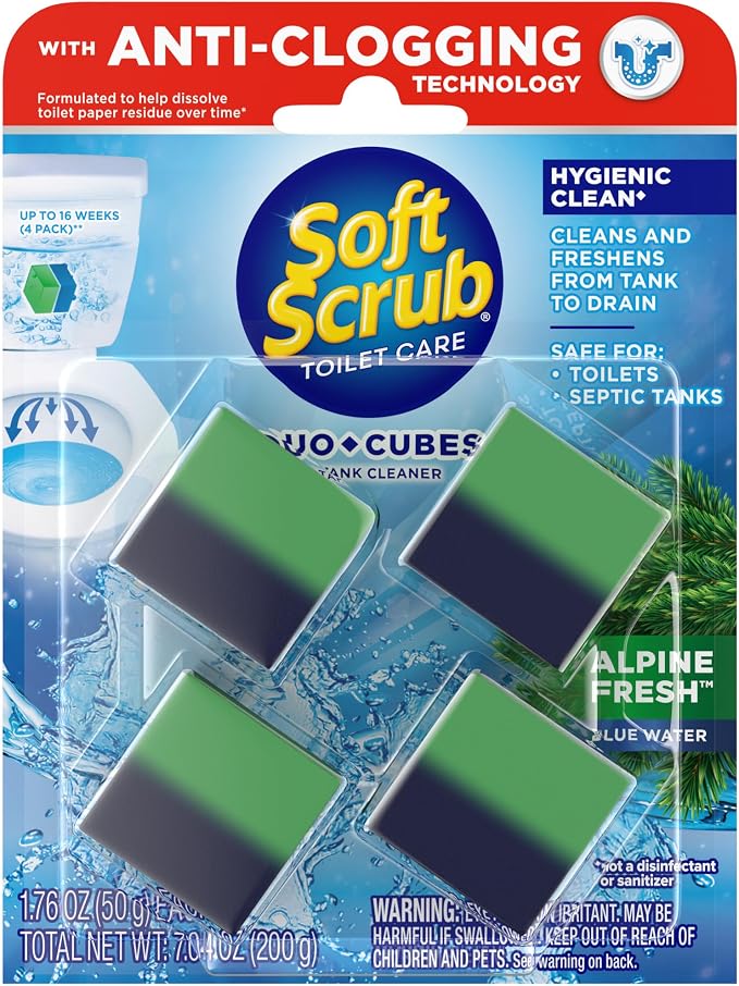 Soft Scrub in-Tank Toilet Cleaner Duo-Cubes, Alpine Fresh, 4Count