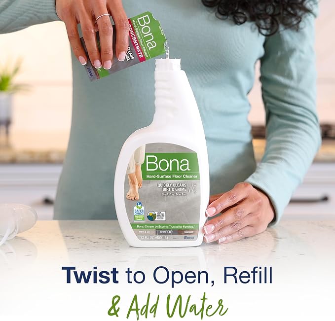Bona Multi-Surface Floor Cleaner Concentrate - 1 fl oz - 4-Pack - Residue-Free Floor Cleaning Solution for Bona Spray Mop and Spray Bottle Refill - For Stone, Tile, Laminate, and Vinyl Floors