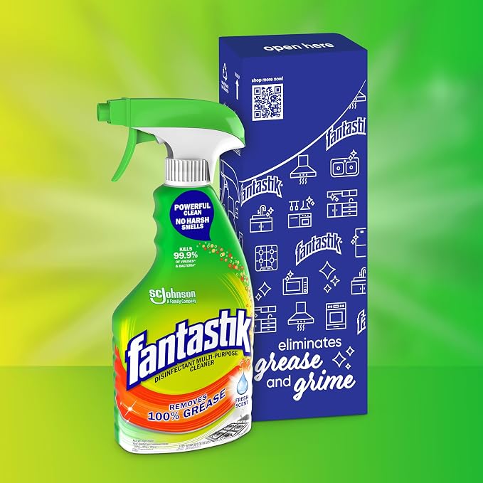 Fantastik All Purpose Cleaner, Multipurpose Surface Cleaner & Kitchen Grease Removal, Packaging Designed to Prevent Leakage and Breakage, Fresh Scent, 32 Fl Oz