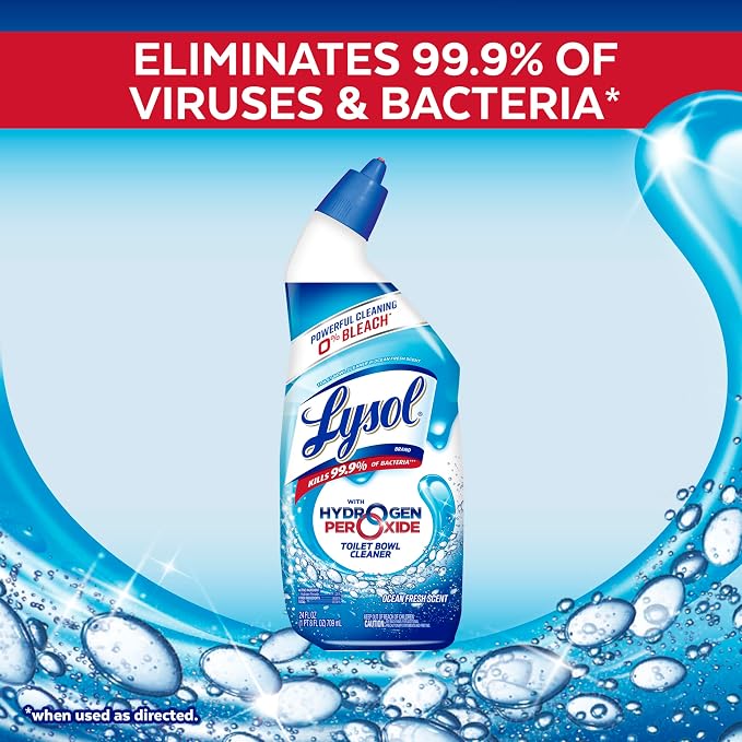 Lysol Toilet Bowl Cleaner Gel, For Cleaning and Disinfecting, Bleach Free, Ocean Fresh Scent, 24oz (Pack of 2)