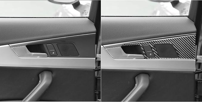 Real Carbon Fiber Trim for Audi Accessories | for B9 A4 S4 A5 S5 2020-2025 / RS5 2021-2025 Inner Door Handle Panel Interior Thick Overlay Decal - A