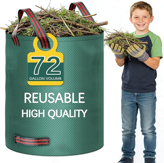 72 Gallon weed bag extra large lawn and leaf bags lawn bags leaf bags reusable,It can be used to Cleaning fallen leaves, weeds, and yard trash, store outdoor toys and camping supplies, or for moving