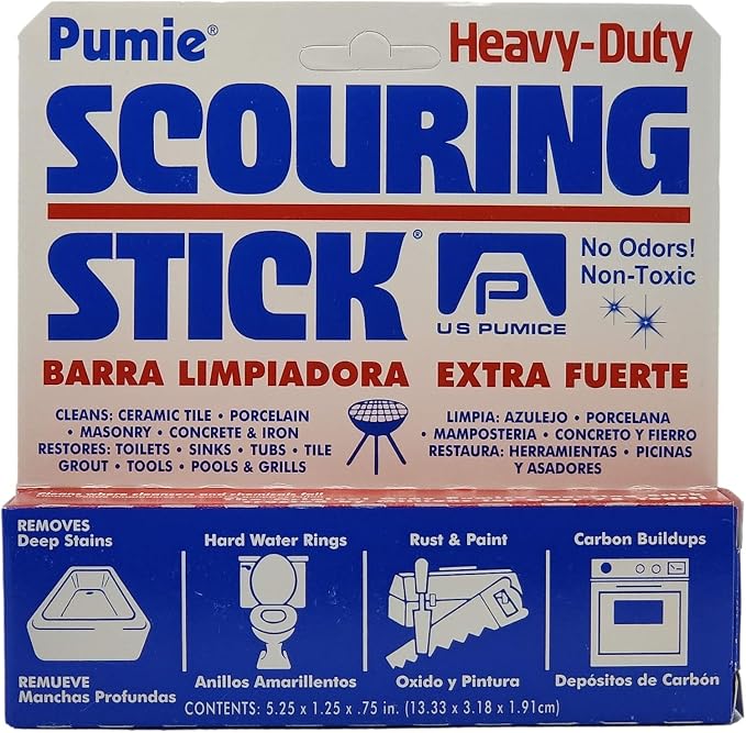 PUMIE 3 Pack Scouring Stick, Toilet Bowl Ring Remover, Heavy Duty Extra Strong Pumice Cleaning Bar, Pumice Stone for Cleaning Toilet Rings, Bathroom & Kitchen Stains by USPumice